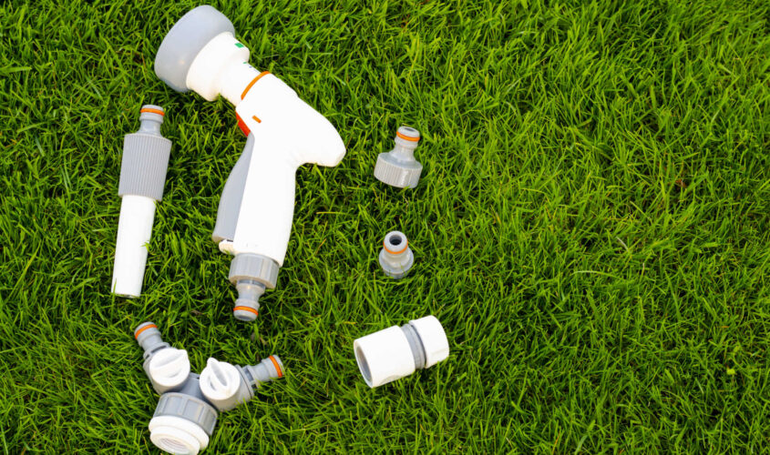 Plastic and hose for automatic watering the garden